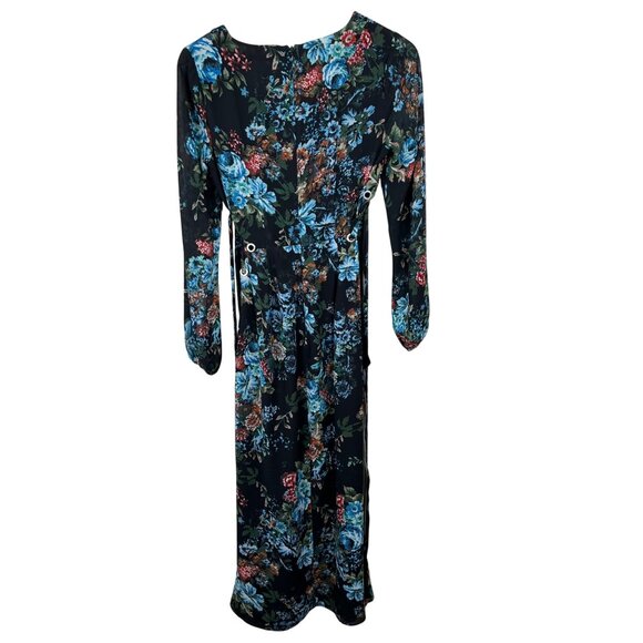LPA‎ Womens Long Sleeve Floral Dress S Black Sheer Y2k - Picture 2 of 16